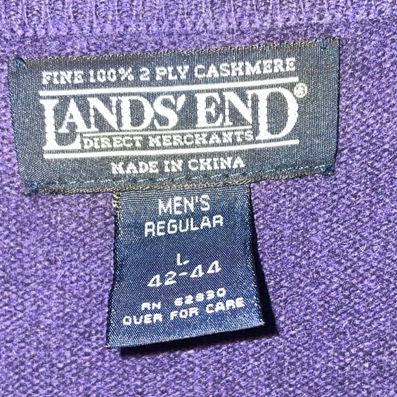 Men’s Lands’ End Cashmere Sweater Large Purple - Picture 8 of 8